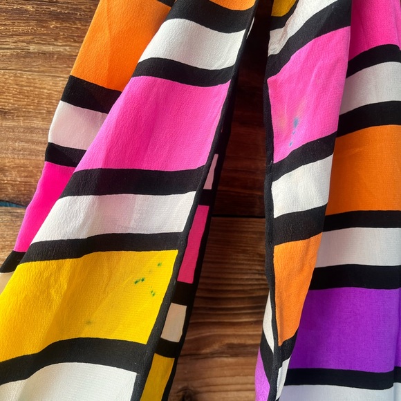 VINTAGE | 100% Silk Colorful Striped Scarf - Picture 3 of 5